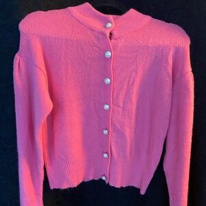 Vintage style Pink Button-Up Women's Sweater